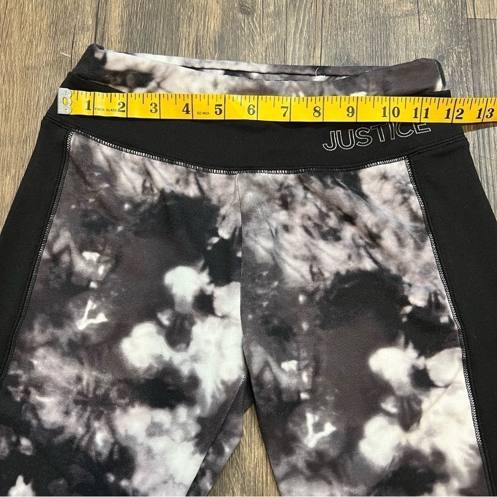 Justice Tie Dye Marble Black and White Stretch Leggings Mid Waist Girls 12 - Picture 5 of 6